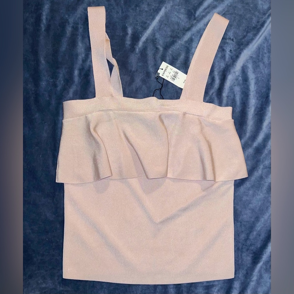 Champagne ruffled tank top